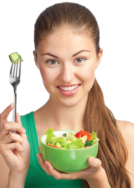 woman eating salad